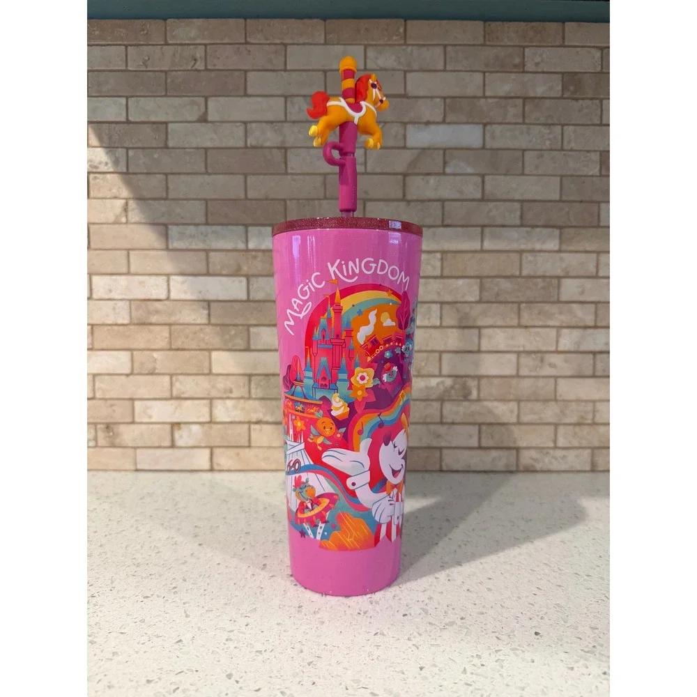 2026 Disney Starbucks Magic Kingdom Mickey Carousel Horse Tumbler Topper New
